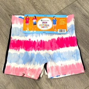 🆕 3 pack of cartwheel shorts black, grey and tie dye Size 6/6x or 7/8 C17